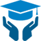Hands holding graduation cap icon