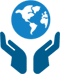 Hands holding earth icon