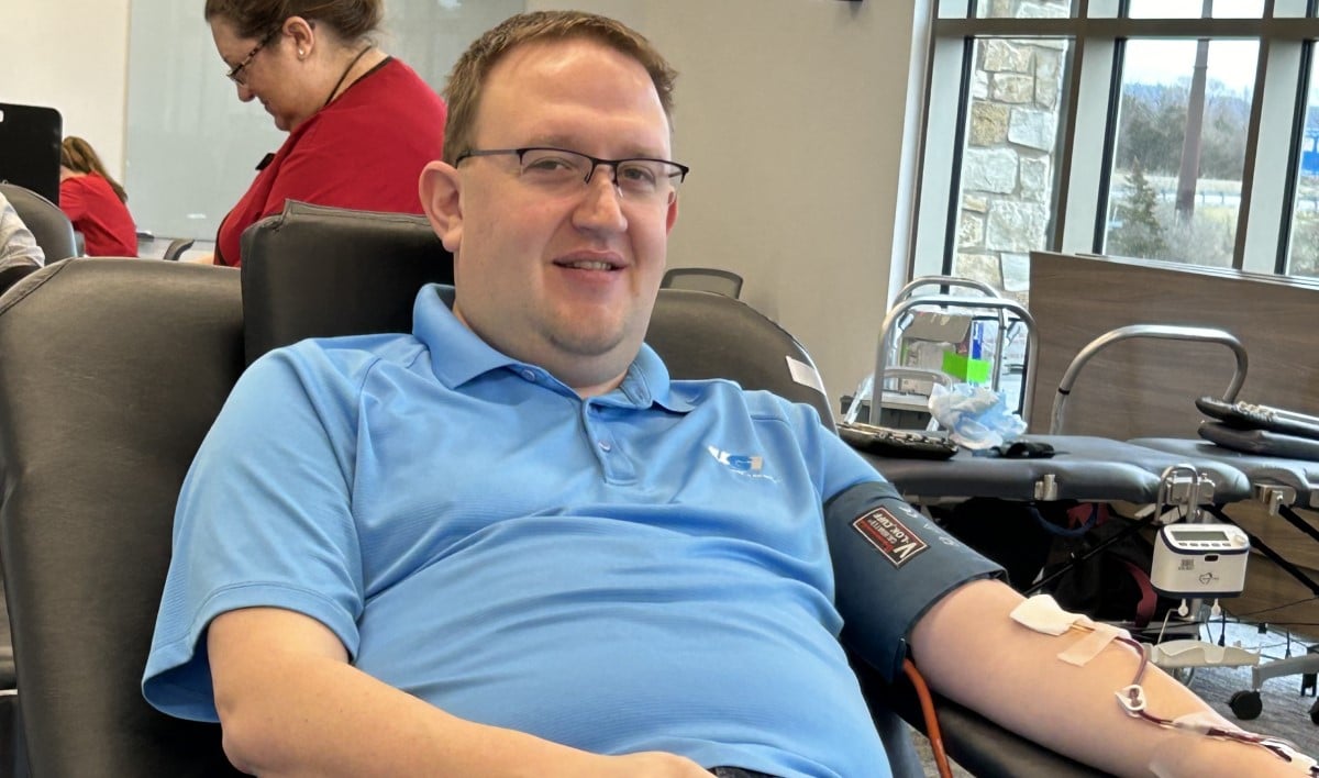 UGI employee giving blood.