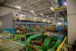 Inside modern wastewater treatment plant